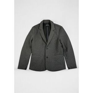 Betabrand Men L Quilted Blazer Sport Coat Gray 2 Button Long Sleeve Casual Layer